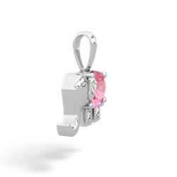 Lab Pink Sapphire Elephant 14K White Gold pendant P2555