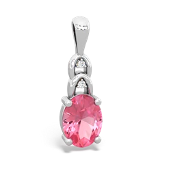 Lab Pink Sapphire Links 14K White Gold pendant P4032