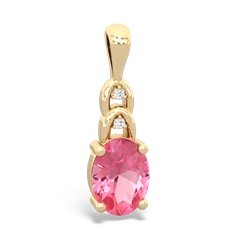 Lab Pink Sapphire Links 14K Yellow Gold pendant P4032