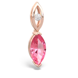 Lab Pink Sapphire Marquise Drop 14K Rose Gold pendant P5333