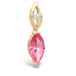 Lab Pink Sapphire Marquise Drop 14K Yellow Gold pendant P5333
