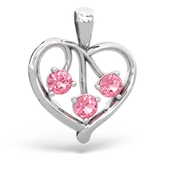 Lab Pink Sapphire Glowing Heart 14K White Gold pendant P2233