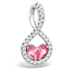 Lab Pink Sapphire Pave Twist 'One Heart' 14K White Gold pendant P5360