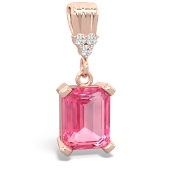 Lab Pink Sapphire Art Deco Dangle 14K Rose Gold pendant P1937