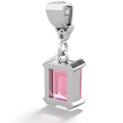 Lab Pink Sapphire Art Deco Dangle 14K White Gold pendant P1937