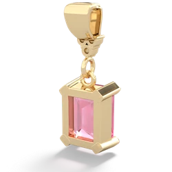 Lab Pink Sapphire Art Deco Dangle 14K Yellow Gold pendant P1937