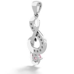 Lab Pink Sapphire G-Clef Music 14K White Gold pendant P5830