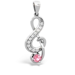 Lab Pink Sapphire G-Clef Music 14K White Gold pendant P5830