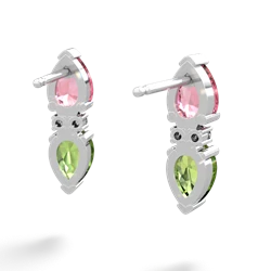 Lab Pink Sapphire Bowtie Drop 14K White Gold earrings E0865