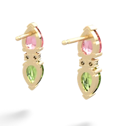 Lab Pink Sapphire Bowtie Drop 14K Yellow Gold earrings E0865