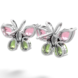 Lab Pink Sapphire Butterfly 14K White Gold earrings E2215