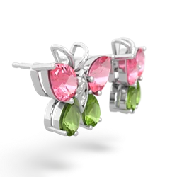 Lab Pink Sapphire Butterfly 14K White Gold earrings E2215