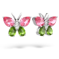 Lab Pink Sapphire Butterfly 14K White Gold earrings E2215