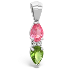 Lab Pink Sapphire Bowtie Drop 14K White Gold pendant P0865
