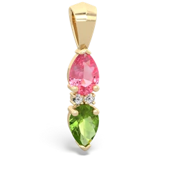 Lab Pink Sapphire Bowtie Drop 14K Yellow Gold pendant P0865