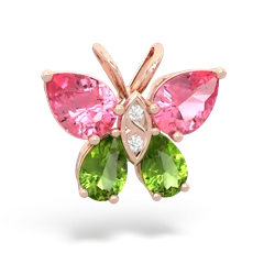 Lab Pink Sapphire Butterfly 14K Rose Gold pendant P2215