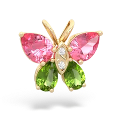 Lab Pink Sapphire Butterfly 14K Yellow Gold pendant P2215