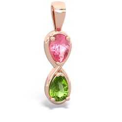 Lab Pink Sapphire Infinity 14K Rose Gold pendant P5050