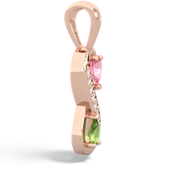 Lab Pink Sapphire Diamond Infinity 14K Rose Gold pendant P5390