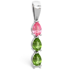 Lab Pink Sapphire Dew Drops 14K White Gold pendant P2251