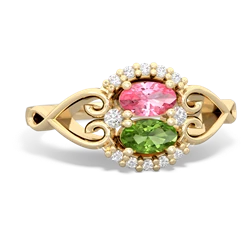 Lab Pink Sapphire Love Nest 14K Yellow Gold ring R5860