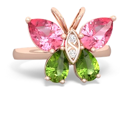 Lab Pink Sapphire Butterfly 14K Rose Gold ring R2215