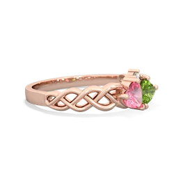 Lab Pink Sapphire Heart To Heart Braid 14K Rose Gold ring R5870