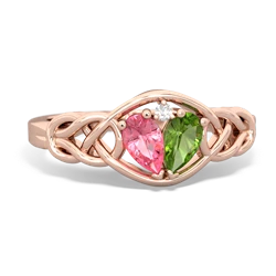 Lab Pink Sapphire Celtic Love Knot 14K Rose Gold ring R5420