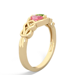 Lab Pink Sapphire Celtic Love Knot 14K Yellow Gold ring R5420