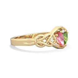 Lab Pink Sapphire Celtic Love Knot 14K Yellow Gold ring R5420