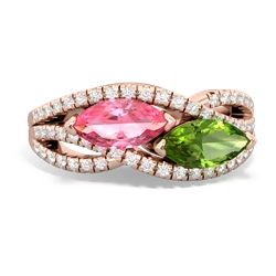 Lab Pink Sapphire Diamond Rivers 14K Rose Gold ring R3070