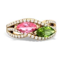 Lab Pink Sapphire Diamond Rivers 14K Yellow Gold ring R3070