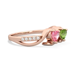 Lab Pink Sapphire Side By Side 14K Rose Gold ring R3090