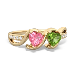 Lab Pink Sapphire Side By Side 14K Yellow Gold ring R3090