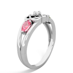 Lab Pink Sapphire Hearts Intertwined 14K White Gold ring R5880