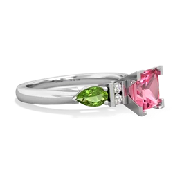 Lab Pink Sapphire 6Mm Princess Eternal Embrace Engagement 14K White Gold ring C2002