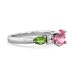 Lab Pink Sapphire 6Mm Round Eternal Embrace Engagement 14K White Gold ring R2005