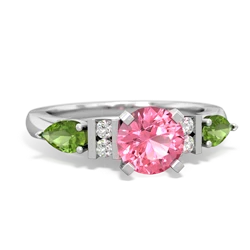 Lab Pink Sapphire 6Mm Round Eternal Embrace Engagement 14K White Gold ring R2005