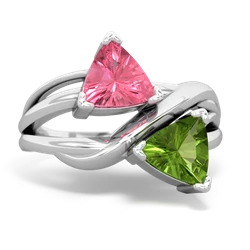 Lab Pink Sapphire Split Band Swirl 14K White Gold ring R2341