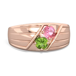 Lab Pink Sapphire Men's Streamline 14K Rose Gold ring R0460