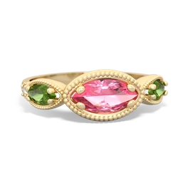 Lab Pink Sapphire Milgrain Marquise 14K Yellow Gold ring R5700