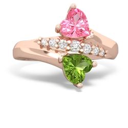 Lab Pink Sapphire Heart To Heart 14K Rose Gold ring R2064