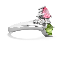 Lab Pink Sapphire Heart To Heart 14K White Gold ring R2064