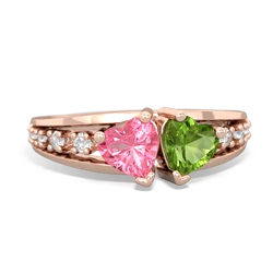 Lab Pink Sapphire Heart To Heart 14K Rose Gold ring R3342