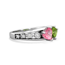 Lab Pink Sapphire Heart To Heart 14K White Gold ring R3342