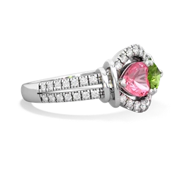 Lab Pink Sapphire Art-Deco Keepsake 14K White Gold ring R5630