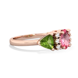 Lab Pink Sapphire Antique Style Three Stone 14K Rose Gold ring R2186