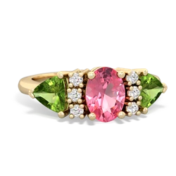 Lab Pink Sapphire Antique Style Three Stone 14K Yellow Gold ring R2186