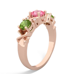 Lab Pink Sapphire Hugs And Kisses 14K Rose Gold ring R5016