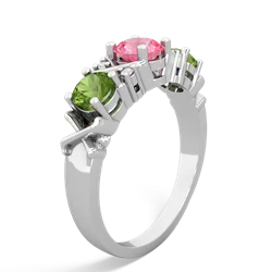 Lab Pink Sapphire Hugs And Kisses 14K White Gold ring R5016